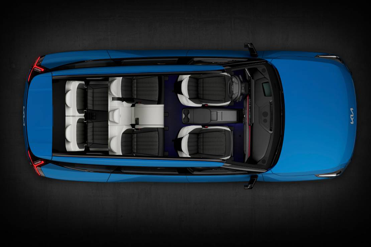 Kia EV9 Ansicht von oben. 